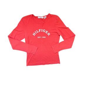 VNTG 2001 Tommy Hilfiger Red Graphic Long Sleeve Shirt Size M EUC